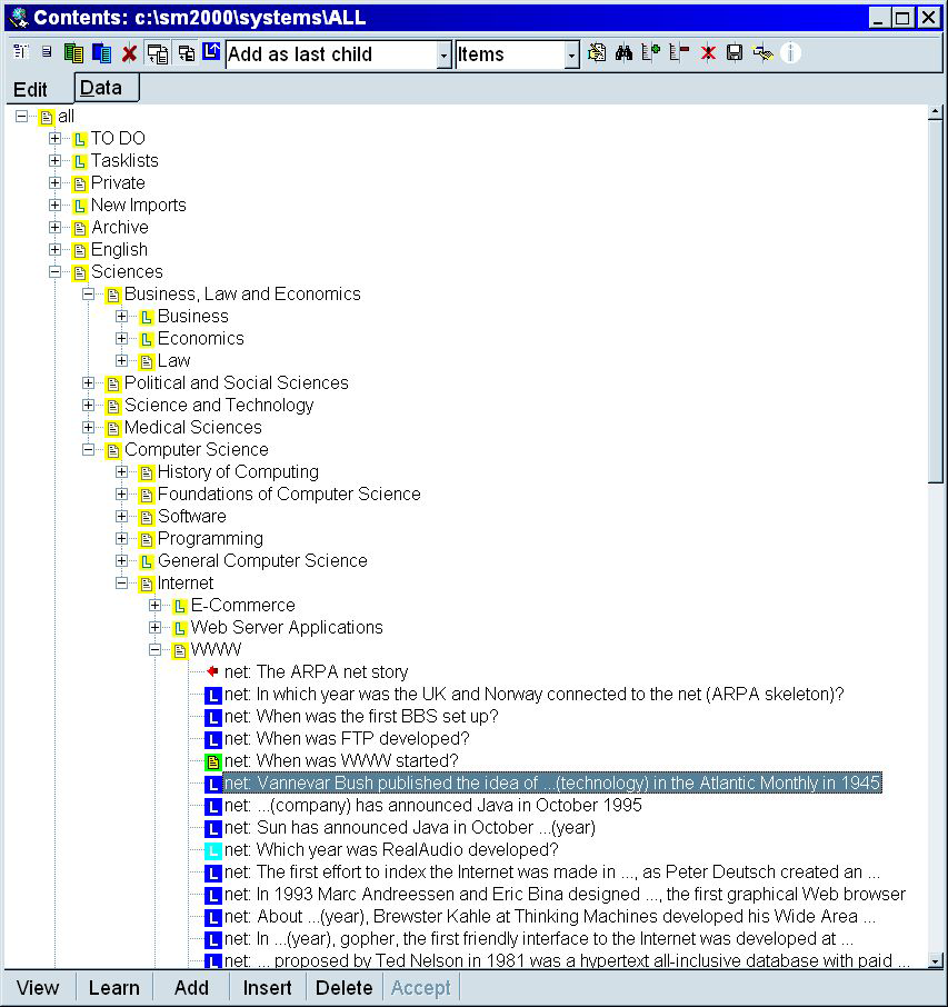 SuperMemo programmed repetition software - screenshot 2